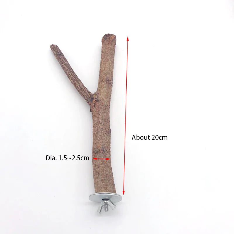 Natural Wood Pet Parrot Raw Wood Fork Tree Branch Stand Rack Squirrel Bird Hamster Branch Perches Chew Bite Toys Stick