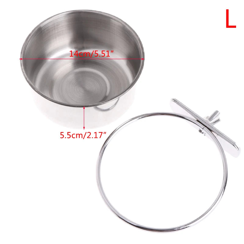 Pet Birds Stainless Steel Food Box Parakeet Parrot Hanging Cage Bowl Cup Bird Feeding Food Drinking Feeder anti Turnover Dish