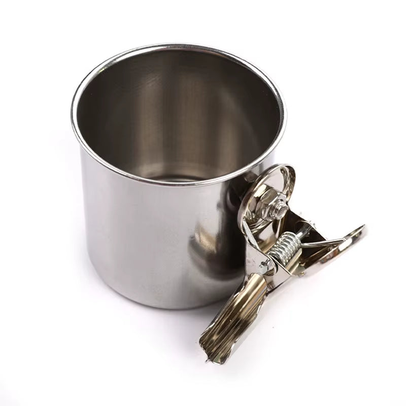 Pet Birds Stainless Steel Food Box Parakeet Parrot Hanging Cage Bowl Cup Bird Feeding Food Drinking Feeder anti Turnover Dish