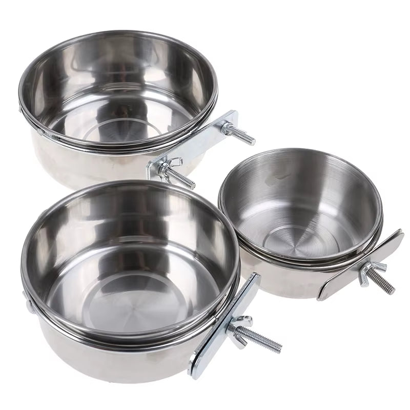 Pet Birds Stainless Steel Food Box Parakeet Parrot Hanging Cage Bowl Cup Bird Feeding Food Drinking Feeder anti Turnover Dish