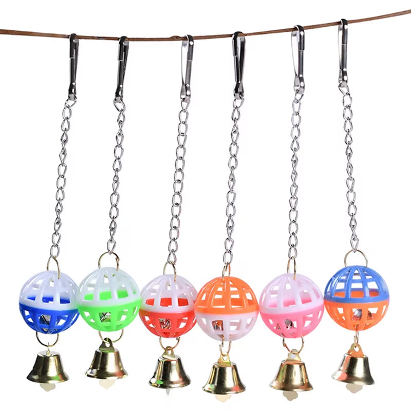 Cute Parrot Toys Pet Bird Parakeet Climb Bite Chew with Hanging Swing Bell Ball Bird Toy Pet Supplies for Parakeet Cockati