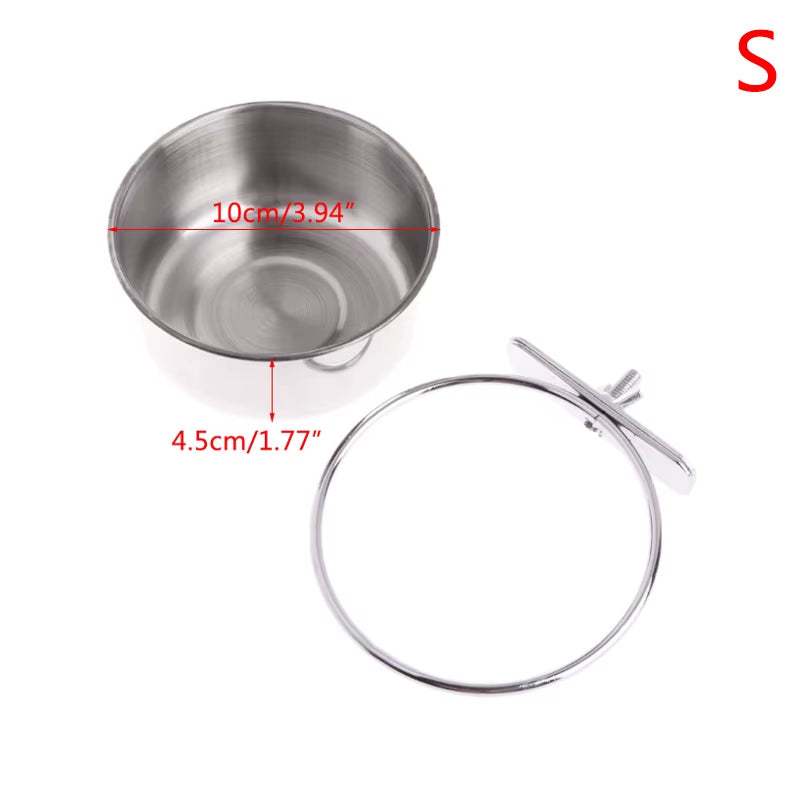 Pet Birds Stainless Steel Food Box Parakeet Parrot Hanging Cage Bowl Cup Bird Feeding Food Drinking Feeder anti Turnover Dish