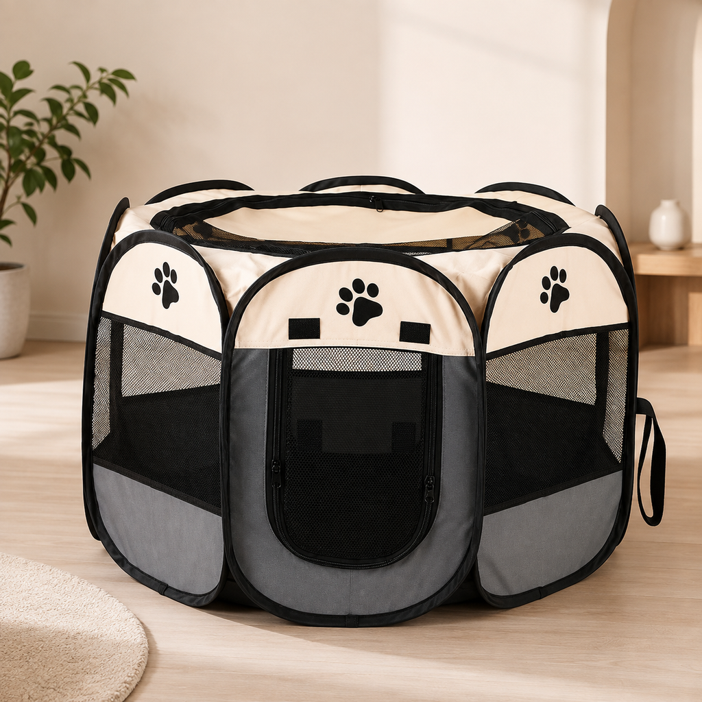 Parque Plegable Portátil Octogonal para Perros y Gatos