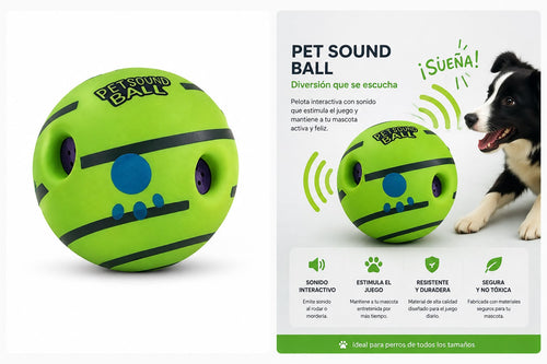 Wobble Wag – Pelota Interactiva para Perros con Sonido | Juguete Antiestrés