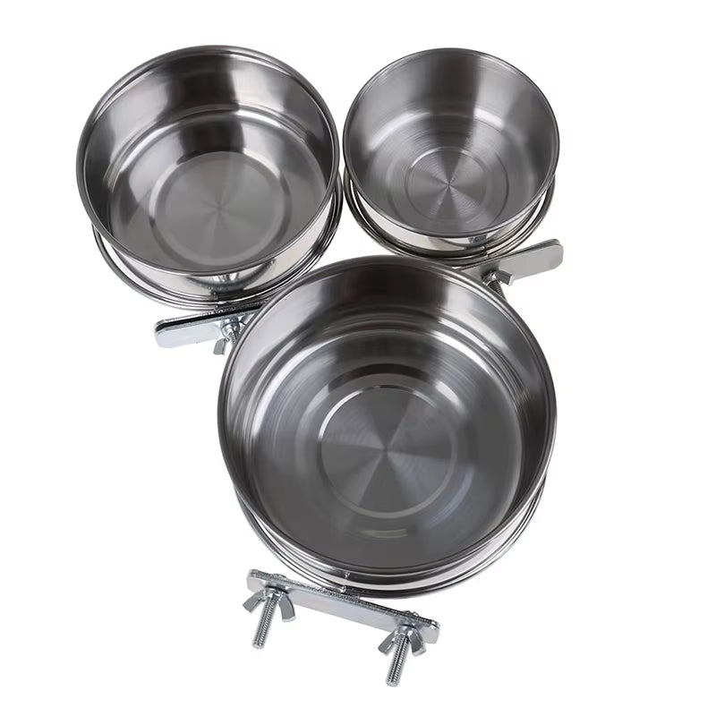 Pet Birds Stainless Steel Food Box Parakeet Parrot Hanging Cage Bowl Cup Bird Feeding Food Drinking Feeder anti Turnover Dish