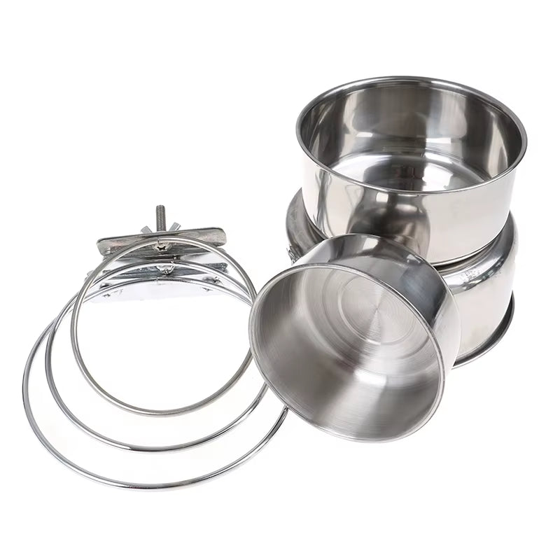 Pet Birds Stainless Steel Food Box Parakeet Parrot Hanging Cage Bowl Cup Bird Feeding Food Drinking Feeder anti Turnover Dish