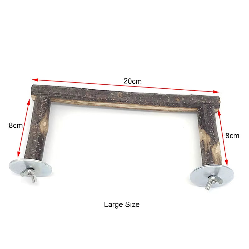 Natural Wood Pet Parrot Raw Wood Fork Tree Branch Stand Rack Squirrel Bird Hamster Branch Perches Chew Bite Toys Stick