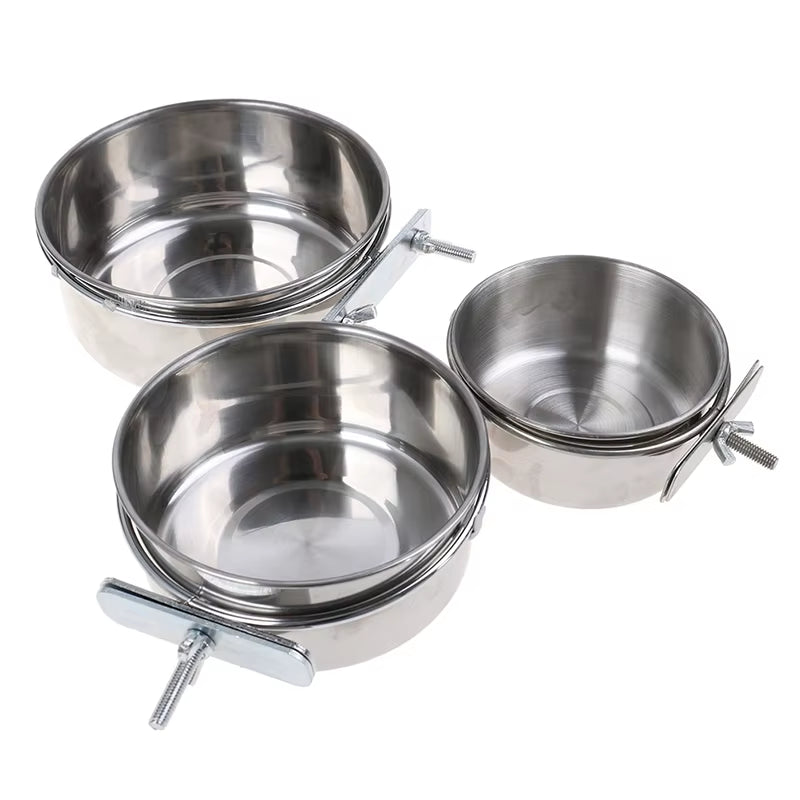 Pet Birds Stainless Steel Food Box Parakeet Parrot Hanging Cage Bowl Cup Bird Feeding Food Drinking Feeder anti Turnover Dish