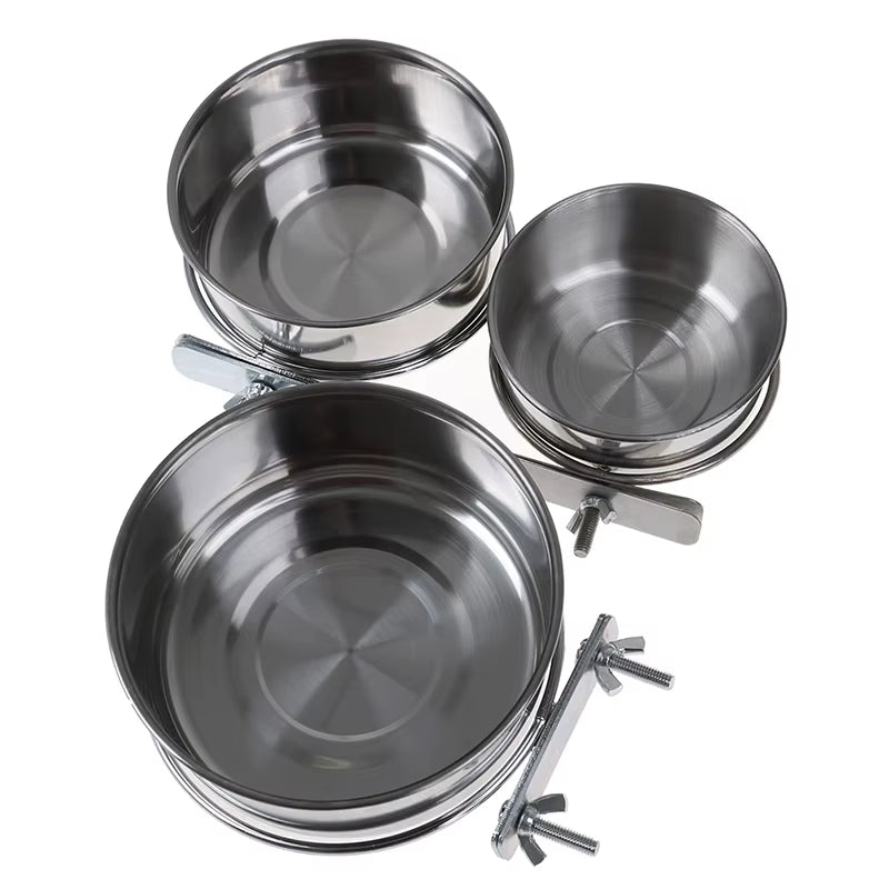 Pet Birds Stainless Steel Food Box Parakeet Parrot Hanging Cage Bowl Cup Bird Feeding Food Drinking Feeder anti Turnover Dish