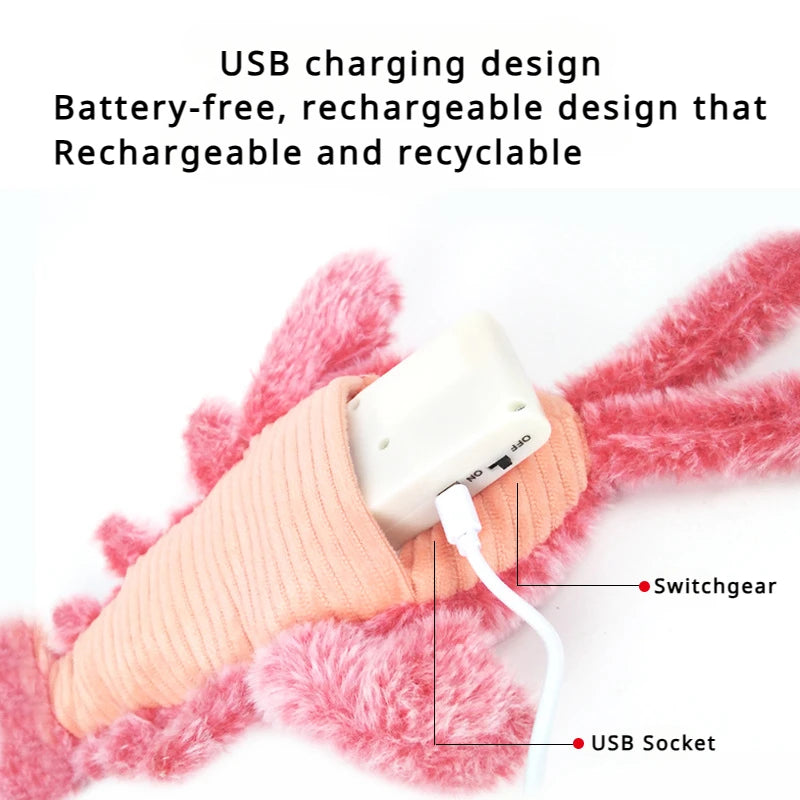 New Cat Toys Electric Lobster USB Rechargeable Simulation Jumping Shrimp Plush Electric Pet Teasing Cat Dogs Toys Pet Supplies