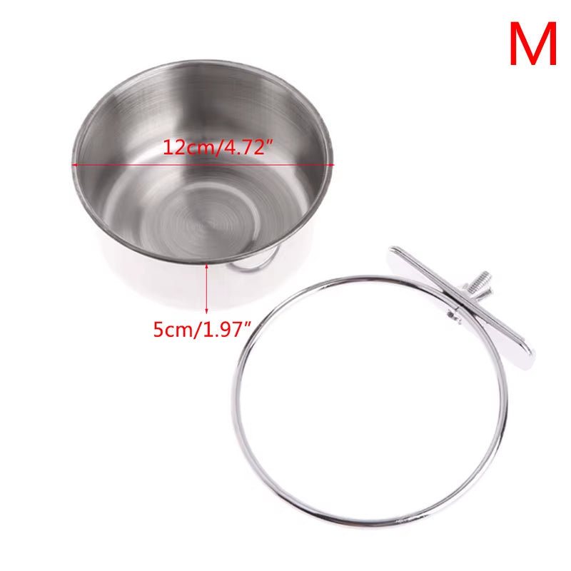 Pet Birds Stainless Steel Food Box Parakeet Parrot Hanging Cage Bowl Cup Bird Feeding Food Drinking Feeder anti Turnover Dish